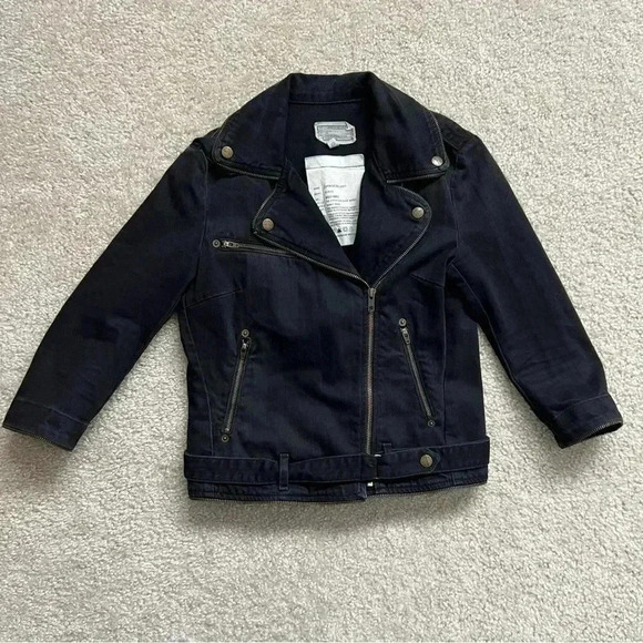 Current/Elliott Current Elliott The Zipper Edge Biker Moto Jacket Night Wash 0 - Picture 2 of 16